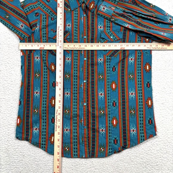 Wrangler Western Shirt Womens XL Checotah Aztec Southwestern Pearl Snap Rodeo - Picture 6 of 9